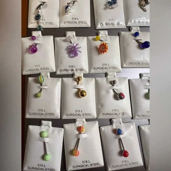 Bulk Lot 32 NOS Belly Rings 316L Surgical Steel Jewelry Store Stock Y2K